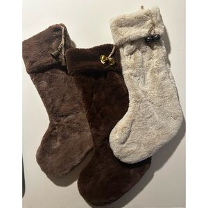 Martha Stewart Plush Stockings Set - Brown and Cream